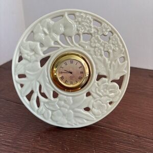Lenox Round‎ Floral Desk Clock 5" Cream And Gold Needs Battery Is Not Working